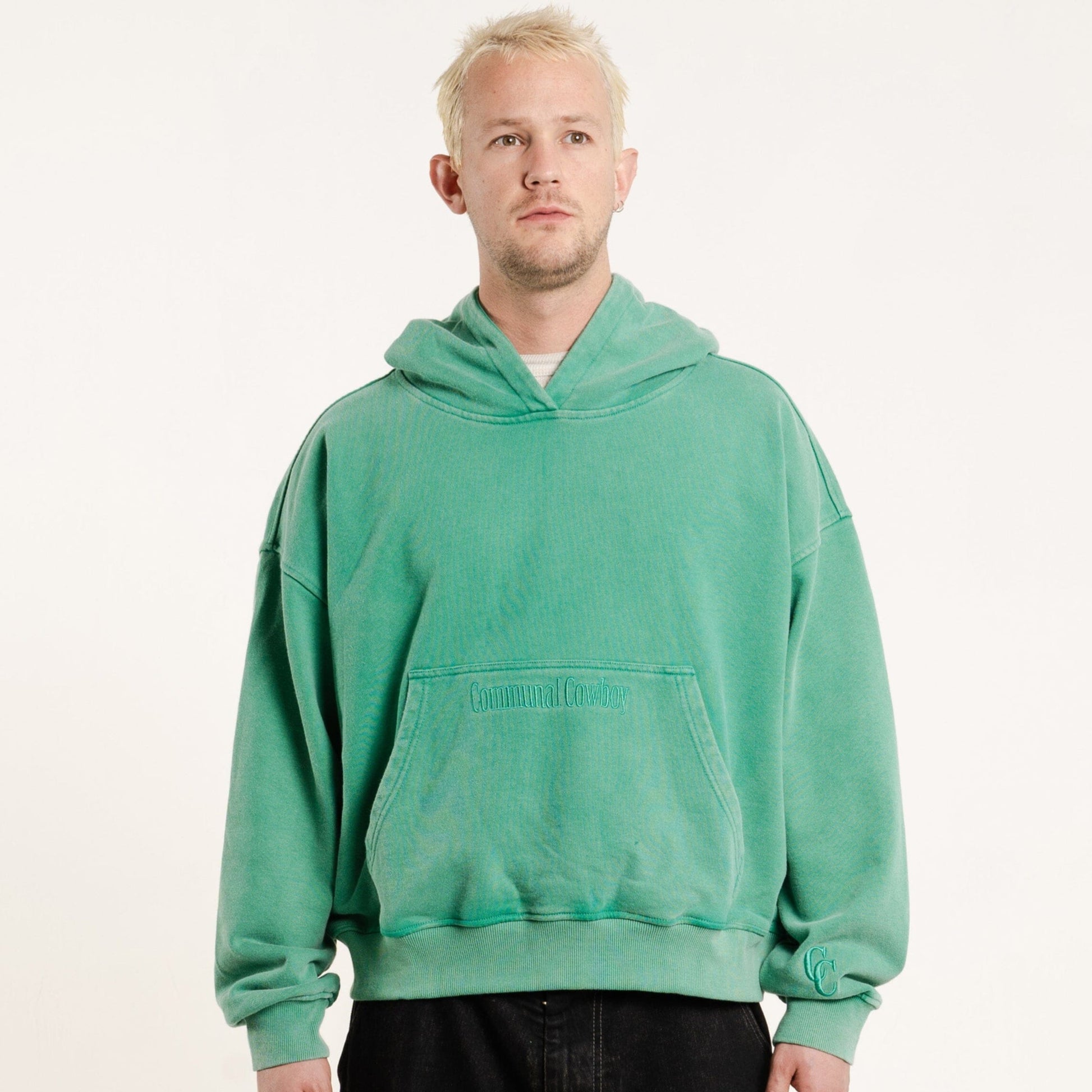 Classic Crop Hoodie Communal Cowboy Kelly Green S Heavyweight Cotton