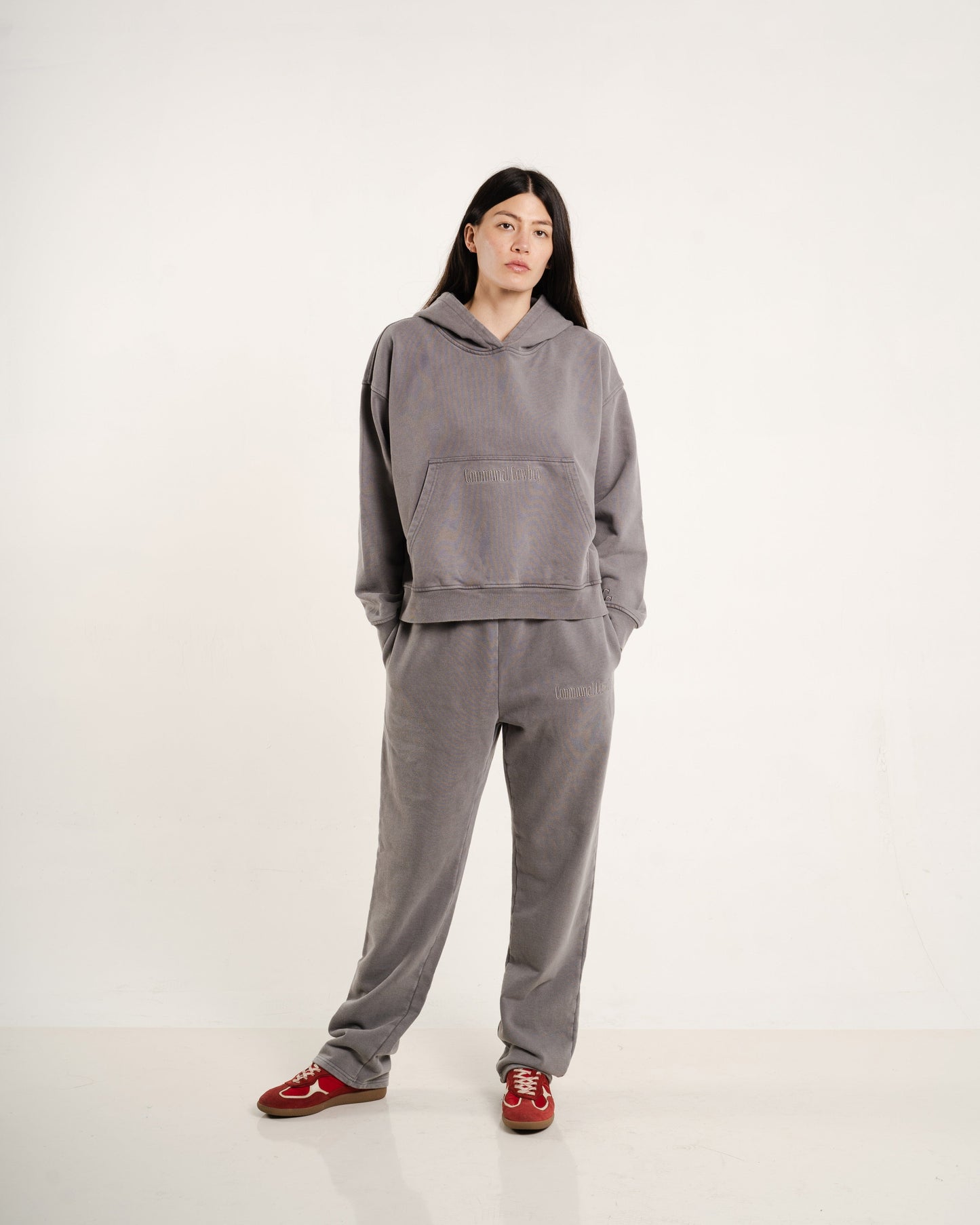 Classic Hoodie Set | Hoodie + Sweatpants | Vintage Gray Communal Cowboy