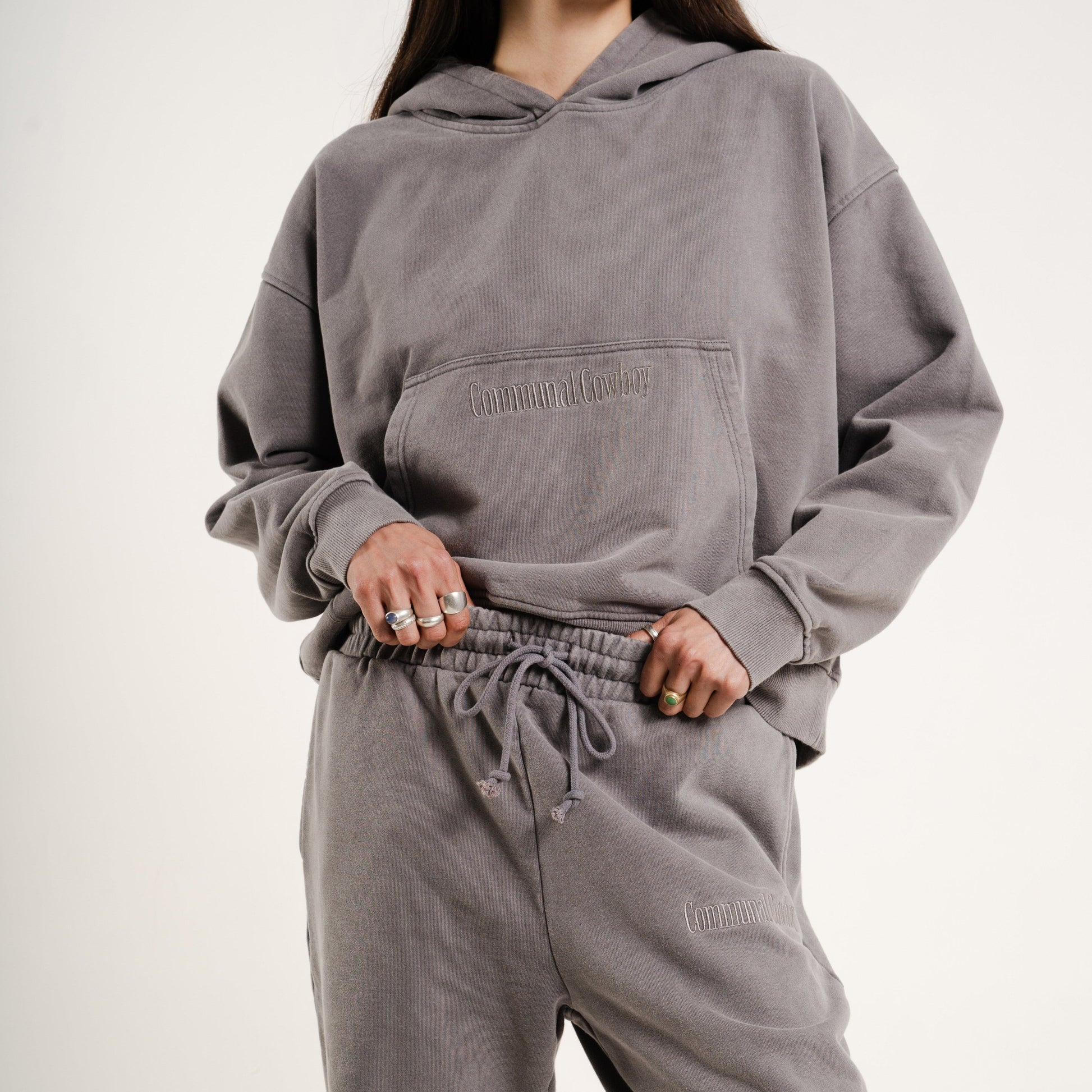 Classic Hoodie Set | Hoodie + Sweatpants | Vintage Gray Communal Cowboy 