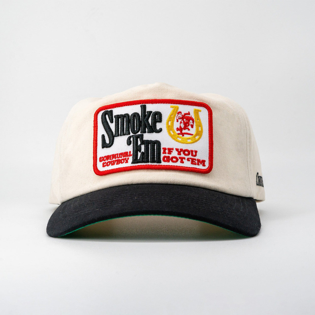 Smoke 'Em Hat Communal Cowboy Black/Vintage White Cotton Twill Mesh Flap
