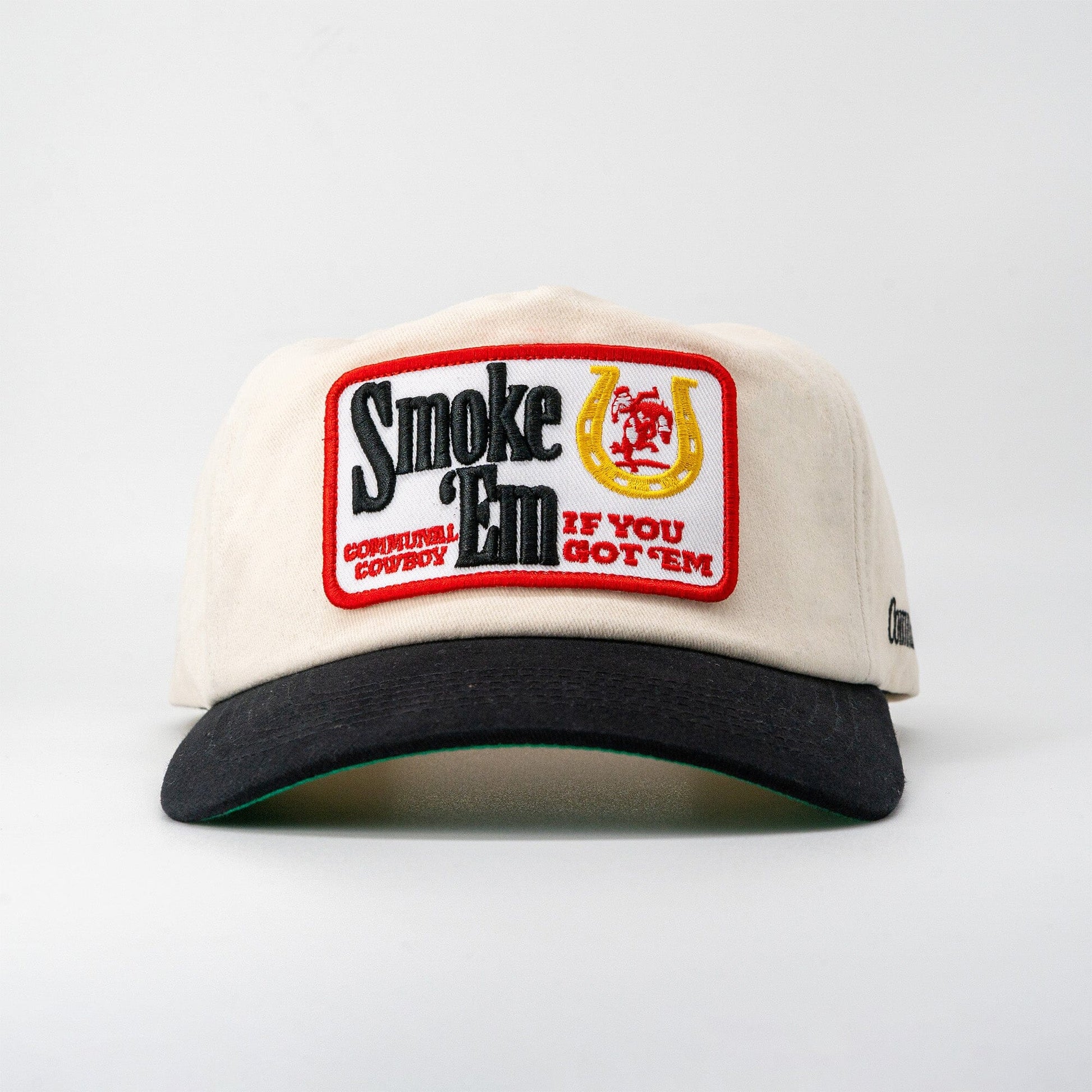 Smoke 'Em Hat Communal Cowboy Black/Vintage White Cotton Twill Mesh Flap