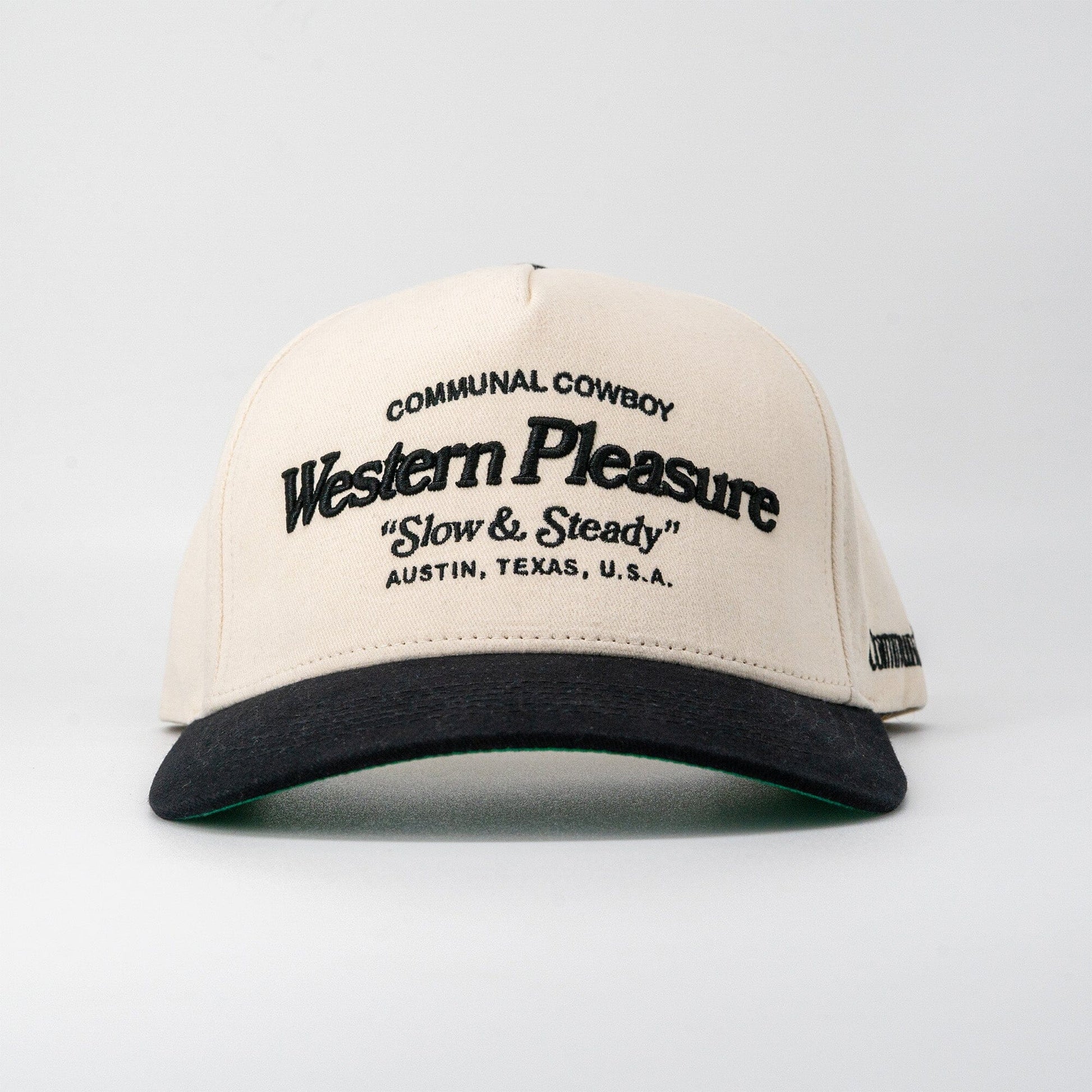 Western Pleasure Hat Communal Cowboy Black/Vintage White Cotton Twill Hard Buckram